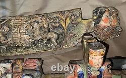 Sicilian Folk Art Carved Polychrome St George Knights Dragons 1800s Italy Angels