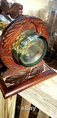 Signed 1901 Ship In Bottle Folk Art Whimsy Museum Quality Hand-carved stand USA