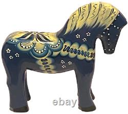 Signed A P Carved Wood Sweden Akta Dala Horse Figure Folk Art Sculpture 2006