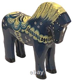 Signed A P Carved Wood Sweden Akta Dala Horse Figure Folk Art Sculpture 2006