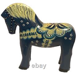 Signed A P Carved Wood Sweden Akta Dala Horse Figure Folk Art Sculpture 2006