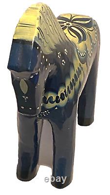 Signed A P Carved Wood Sweden Akta Dala Horse Figure Folk Art Sculpture 2006