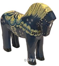 Signed A P Carved Wood Sweden Akta Dala Horse Figure Folk Art Sculpture 2006