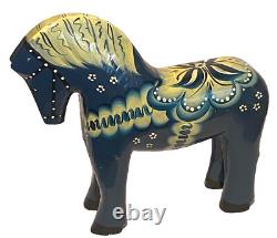 Signed A P Carved Wood Sweden Akta Dala Horse Figure Folk Art Sculpture 2006