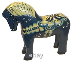 Signed A P Carved Wood Sweden Akta Dala Horse Figure Folk Art Sculpture 2006