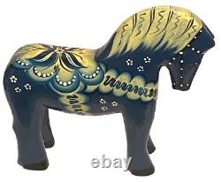 Signed A P Carved Wood Sweden Akta Dala Horse Figure Folk Art Sculpture 2006