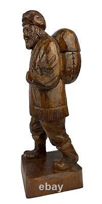 Signed Canadian Folk Artist Gaston Turcotte Hand Carved Figurine Missing Stick