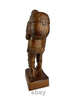 Signed Canadian Folk Artist Gaston Turcotte Hand Carved Figurine Missing Stick