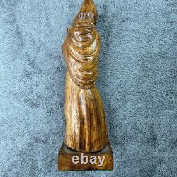 Signed Hand Carved Wood Madonna & Child 14 Folk Art Sculpture Mary & Baby Jesus