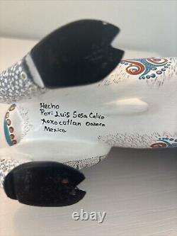 Signed Luis Sosa Hand Carved & Painted Buffalo. Fine Mexican Folk Art Oaxaca