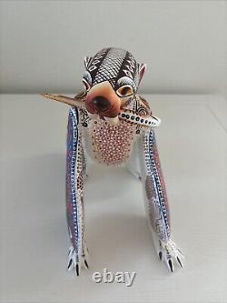 Signed Luis Sosa Hand Carved & Painted Polar Bear With Fish. Mexican Folk Art
