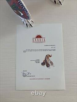 Signed Luis Sosa Hand Carved & Painted Polar Bear With Fish. Mexican Folk Art