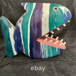 Signed Robert Cordisco 1992 Carved Wood Fantasy Fish Sculpture Folk Art