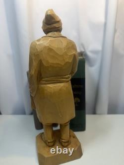 Signed Roger Bourgault Hand Carved Wood Figurine Folk Art Sculpture Vintage