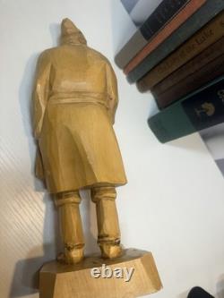 Signed Roger Bourgault Hand Carved Wood Figurine Folk Art Sculpture Vintage