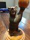 Singed Ruef Antique Black Forest Table/desk Lamp Folk Art Art Carved Bear