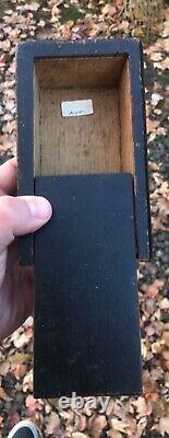 Small Antique Painted Carved Wood Holy Bible Secret Slide Box Book folk art aafa