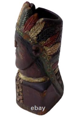 Small Folk Art Carved Painted Wood Indian by John Smith Cold Spring KY 1934
