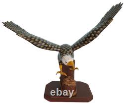 Soaring American Bald Eagle Wooden Sculptures Figures Hand Crafted Carved Wood