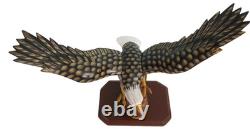 Soaring American Bald Eagle Wooden Sculptures Figures Hand Crafted Carved Wood