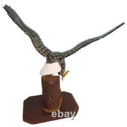 Soaring American Bald Eagle Wooden Sculptures Figures Hand Crafted Carved Wood