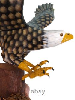 Soaring American Bald Eagle Wooden Sculptures Figures Hand Crafted Carved Wood