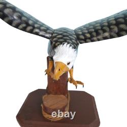 Soaring American Bald Eagle Wooden Sculptures Figures Hand Crafted Carved Wood