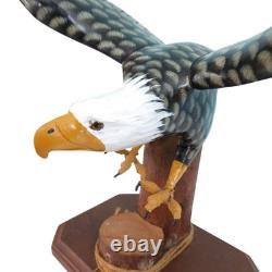 Soaring American Bald Eagle Wooden Sculptures Figures Hand Crafted Carved Wood