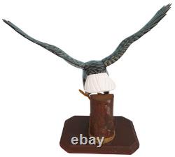 Soaring American Bald Eagle Wooden Sculptures Figures Hand Crafted Carved Wood