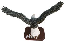 Soaring American Bald Eagle Wooden Sculptures Figures Hand Crafted Carved Wood