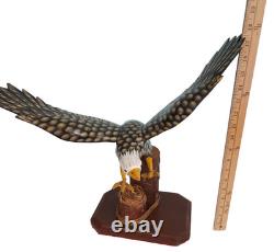 Soaring American Bald Eagle Wooden Sculptures Figures Hand Crafted Carved Wood