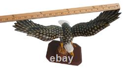 Soaring American Bald Eagle Wooden Sculptures Figures Hand Crafted Carved Wood