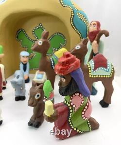 Southern Folk Art Outsider carved wood 14p Christmas Nativity Set David James