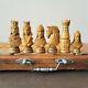 Soviet Folk Art Hand Carved Chess Set Wooden Russia Vintage Ussr Antique
