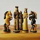 Soviet Folk Art Hand Carved Chess Set Wooden Russia Vintage Ussr Antique