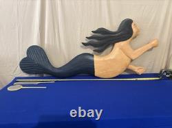 Stunning Hand Carved & Painted DOUBLE SIDED Mermaid 4 Ft x 18 Folk Art