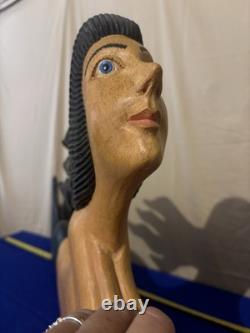 Stunning Hand Carved & Painted DOUBLE SIDED Mermaid 4 Ft x 18 Folk Art