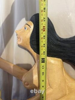 Stunning Hand Carved & Painted DOUBLE SIDED Mermaid 4 Ft x 18 Folk Art