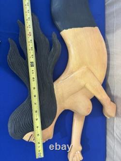 Stunning Hand Carved & Painted DOUBLE SIDED Mermaid 4 Ft x 18 Folk Art