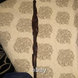Stunning irish folk art carved walking stick
