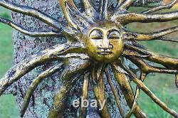 Sun Sunburst Tree Root Spirit Wall Art Sculpture Gilded Carved wood Bali art