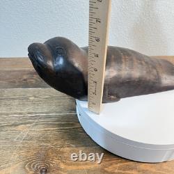 Tagua Seed Pod Carving Seal Figurine Vintage Wooden Hand Carved Folk Art