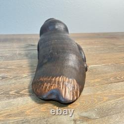 Tagua Seed Pod Carving Seal Figurine Vintage Wooden Hand Carved Folk Art