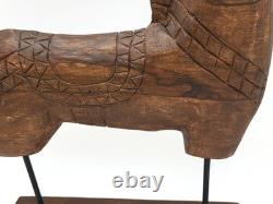 Tall Rustic Scandinavian Nordic Style Carved Solid Wood Folk Art Horse Sculpture