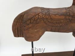 Tall Rustic Scandinavian Nordic Style Carved Solid Wood Folk Art Horse Sculpture