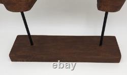 Tall Rustic Scandinavian Nordic Style Carved Solid Wood Folk Art Horse Sculpture