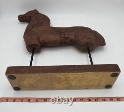 Tall Rustic Scandinavian Nordic Style Carved Solid Wood Folk Art Horse Sculpture