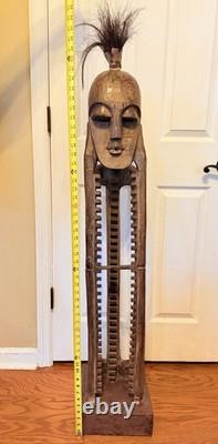 Tall Unique Artisan Folk Art Hand Carved African Themed CD Or Game Holder 52