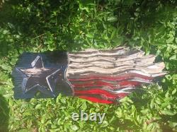 Texas Flag Wood Flag Handmade Patriotic Rustic Art Cypress Chainsaw Carving Art