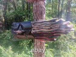 Texas Flag Wood Flag Handmade Patriotic Rustic Art Cypress Chainsaw Carving Art
